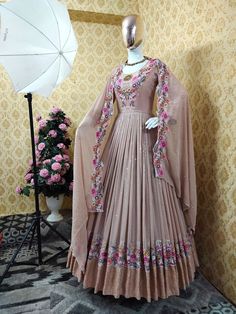 Moti Work, Function Dresses, Georgette Gown, Indian Outfits Lehenga, Wedding Lehenga Designs, Ethnic Wedding, Cotton Gowns, Anarkali Gown, Long Sleeve Evening Dresses