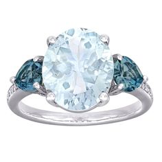 Add a breathtaking accent to your attire with this Stella Grace sterling silver aquamarine and blue topaz 3-stone ring. Add a breathtaking accent to your attire with this Stella Grace sterling silver aquamarine and blue topaz 3-stone ring. Width: 11.9 mm Metal: sterling silver Plating: rhodium Finish: polished Packaging: boxed STONE DETAILS Stone type: aquamarine, blue topaz Total weight: 5 1/6 ct. Center stone weight: 4 1/5 ct. Center stone size: 12 mm x 10 mm Shape: heart, oval Setting: prong Aquamarine Three Stone Jewelry For Anniversary, Three Stone Aquamarine Jewelry For Anniversary, Anniversary Three Stone Aquamarine Jewelry, Fine Jewelry Aquamarine Three Stone, Aquamarine Three-stone Anniversary Rings, Three Stone Aquamarine Rings For Anniversary, Anniversary Three Stone Aquamarine Rings, Three-stone Blue Topaz Ring For Anniversary, Anniversary Three-stone Blue Topaz Ring