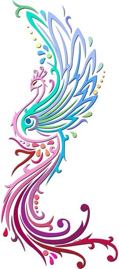 a colorful bird with swirls on it's wings