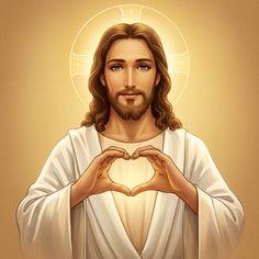 jesus holding his hands in the shape of a heart