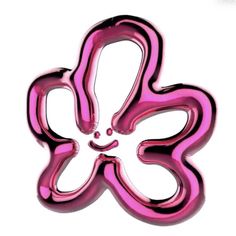 a pink balloon shaped like a flower on a white background with the letter k in the middle