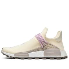 The Adidas Pharrell x N.E.R.D. x NMD Human Race Trail Cream is a unique and stylish sneaker that is perfect for anyone who loves to stand out from the crowd. With its mismatched design and bold colors, this sneaker is sure to turn heads no matter where you go. The comfortable and supportive construction makes it ideal for long days on your feet, while the Lugged rubber outsole provides superior traction on any surface. Whether you're hitting the streets or the trails, the Adidas Pharrell x N.E.R.D. x NMD Human Race Trail Cream is perfect for any adventure. (SNKR) Beige Running Shoes With Boost Midsole For Streetwear, Custom Cream Sneakers With Rubber Sole For Sports, Cream Sneakers With Boost Midsole For Light Sports, Cream High-top Running Shoes With Boost Midsole, Adidas Cream Sneakers With Contrast Sole, Adidas Beige Sneakers With Rubber Sole, Cream High-top Running Shoes For Light Sports, High-top Cream Running Shoes For Sports, Cream Slip-on Sneakers For Streetwear