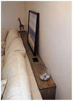 two photos side by side, one with a couch and the other with a television