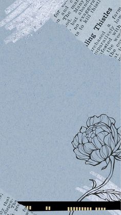 a blue background with black and white flowers on the bottom left corner is an open book