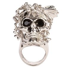 Alexander McQueen Skull Cocktail Ring. Art Rings, Alexander Mcqueen Ring, Skull With Flowers, Skull Wedding Ring, Skull Engagement Ring, Alexander Mcqueen Skull, Skull Wedding, Ellen Von Unwerth, Sweet Jewelry