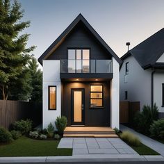 a modern house with black and white exterior