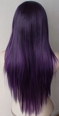 Dark Violet Hair Color Deep Purple, Vivid Shag Hair, Long Purple Hair Aesthetic, Purple Dye On Brown Hair, Cool Toned Purple Hair, Purple Goth Hair, Dark Lavender Hair, Deep Purple Hair Color, Cool Purple Hair