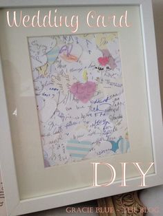 a wedding card frame with writing on it