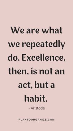 a quote that says we are what we repeatedly do excellence, then is not an act