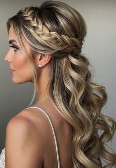 Long Hair Reception Hairstyles, Wedding Hairstyles Half Up Half Down With Braid, Half Up Wedding Hair Bridesmaid, Wedding Hairstyles For Maid Of Honor, Bridesmaid Half Up Hairstyles, Bride Hairstyles Half Up Half Down Medium Length, Wedding Hairstyles Half Up Half Down Braid, Boho Wedding Hairstyles For Long Hair, Brides Maids Hairstyle Long Hair