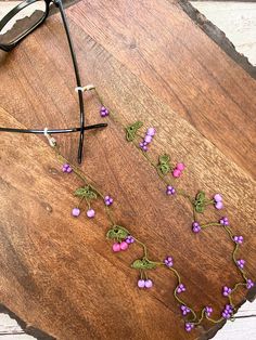 #eyeglasses #glasses #sunglasses #etsy #etsyfinds #etsygifts #mothersday #mothersdaygift Adjustable Purple Glass Glasses Chains, Purple Glass Glasses Chains As Gift, Eyeglasses Chains, Glasses Lanyard, Eyeglasses Holder Necklace, Flower Sunglasses, Eyeglass Necklace, Glasses Chains, Purple Decor