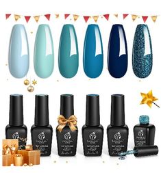 Amazon.com nail designs #ad #affiliate Winter Nail Polish, Jellyfish Tank, Nail Soak, Diy Nail Polish, Blue Gel, Nail Polish Kits, Night Light Kids, Winter Nail, Nail Polish Sets