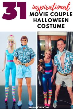 three photos with the words 31 inspirational movie couple halloween costumes