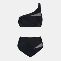 Make a bold statement with our Black/Blue One-Shoulder Bikini Top & High-Rise Bottoms Set. The one-shoulder design and elegant ruching add a sophisticated touch, while the high-rise bottoms ensure a flattering and comfortable fit. Perfect for turning heads at the beach or pool. Elevate your beach and poolside looks with this must-have addition to your warm-weather wardrobe, and get ready to turn heads wherever your adventures take you. Product code: DAA12C4F018AA, DAA12C4L018UU Elegant One Shoulder Swimwear For Beach Season, Elegant One-shoulder Swimwear For Pool, Elegant One-shoulder Swimwear For Beach Season, Off-shoulder Black Swimwear For Beach, Fitted Off-shoulder Swimwear For Pool, Stretch Off-shoulder Swimwear For Swimming, Stretch Off-shoulder Swimwear, Elegant Black One-shoulder Swimwear, Beachwear Swimwear, Off-shoulder