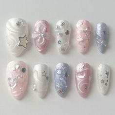 Selling handmade Gel-X nail set for $10! I can do any simple design, and I would just need an inspo pic and your nail sizes. All designs and add-ons (gems, glitter… etc.) are included in price! DM if you are interested!  #nails #gelX #handmade Nails Acrylic Press Ons, Red Ideas Nails, Cute Korean Style Nails, Press On Nail Inspiration, Seventeen Inspired Nails Kpop, Newjeans Inspired Nails, Red Velvet Nails Kpop, New Nails Design 2024, Romeo And Juliet Nails