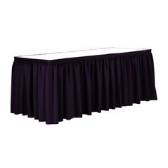 a black table skirt with pleated edges