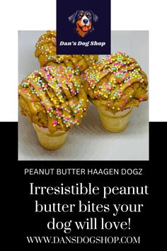 Got a pup with a sweet tooth? Treat them to Peanut Butter Haagen Dogz—an all-natural dessert that’s as tasty as it is fun! These cute crunchy, vanilla cones are topped with peanut butter icing and colorful sprinkles, making them the perfect indulgence for your furry friend. Made with simple, wholesome ingredients, this treat is a delicious way to show your dog some extra love! Treat Containers