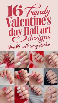 an advertisement for valentine's day nail art designs