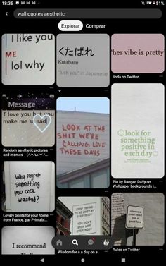 an iphone screen with several different messages on the same page, including words and phrases