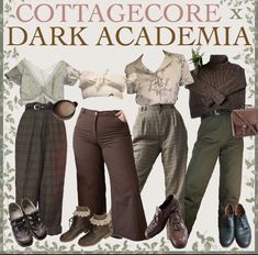 Cottagecore Fashion Pants, Cottagecore Academia Aesthetic, Peony Aesthetic, Fairy Grunge Style, Main Aesthetic, Cottagecore Academia, Academia Aesthetic Outfit, Cottagecore Outfit, Dark Academia Outfits