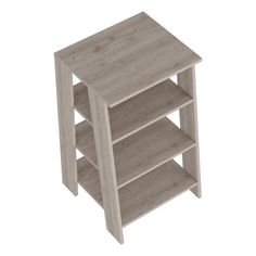 a small wooden shelf with three shelves on each side and one shelf below the shelf