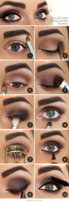 Perfect Makeup Tutorial, Make Up Mata, Smoky Eye Makeup Tutorial, Tutorial Eyeliner, Mekap Mata, Purple Smokey Eye, Makeup Tip, Corte Bob