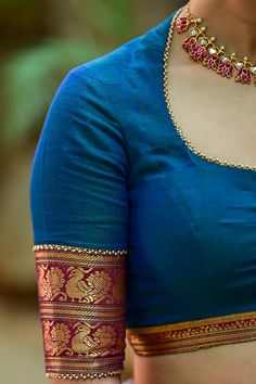 Pot Neck, Blouse Designs High Neck, Cotton Saree Blouse Designs