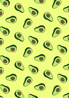 an avocado pattern is shown in green and brown on a light yellow background