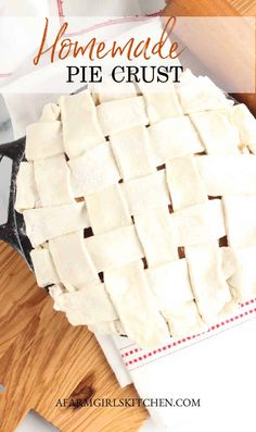 homemade pie crust on a cutting board with text overlay