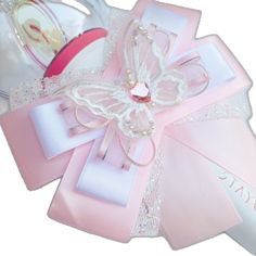 Cute Butterfly Knot Bow For Gift, Cute Bow With Butterfly Knot For Gifts, Cute Satin Bow For Gifts, White Ribbon Bow For Gift, Pink Hair Accessories With Decorative Bow For Gifts, Pink Butterfly Knot Hair Accessories As Gift, Pink Butterfly Knot Hair Accessories For Gift, Pink Butterfly Knot Hair Accessories As A Gift, Butterfly Lightstick