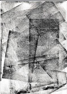 an abstract black and white photo with lines on it's side, in the center is a rectangle shape that appears to have been distorted into smaller shapes