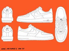 Sneakers Sketch, Shoe Template, Air Force One Shoes, Sneaker Heads, Af1 Shoes, Air Force Shoes, Nike Shoes Air Force, Nike Air Force One, Nike Air Force 1s