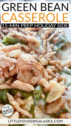 green bean casserole with text overlay