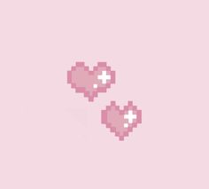 two pixel hearts on a pink background