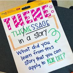 there is a sign on the floor that says time to say message in a story and what did you learn from this?