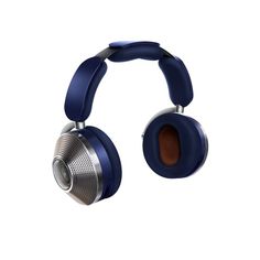 the headphones are blue and silver