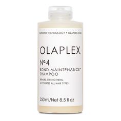 A highly-nourishing and reparative shampoo.N°4 Shampoo repairs and protects hair from everyday stresses — including damaged hair, split ends, and frizz — by re-linking broken bonds. Leaves hair easier to manage, shinier and healthier with each use. N°4 is color-safe and proven to reduce breakage and strengthen all types of hair.PH Balance: 6-6.5 Shampoo Olaplex, Olaplex Products, Olaplex Shampoo, Shampoo For Thinning Hair, Best Shampoos, Damaged Hair Repair, Hair Breakage, Color Treated Hair, Treated Hair