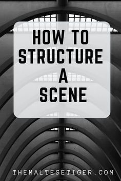 a black and white photo with the words how to structure a scene on it in front of an arched ceiling