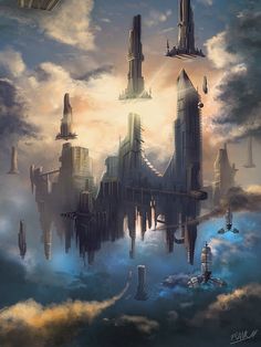 an image of a futuristic city floating in the sky