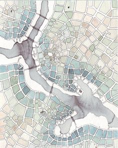 a watercolor drawing of a city map