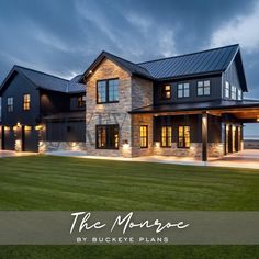 the monroe by buckeye plans is featured in this image, with an open floor plan