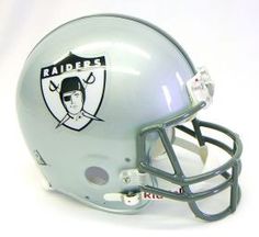 a helmet with the oakland football team logo on it's side is shown against a white background