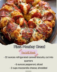 pizza monkey bread with pepperoni and cheese