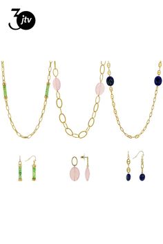 Off Park�� Collection, Multi-Color Acrylic Beaded Gold Tone 6 Piece Station Necklace & Earring Set. Pink Beaded Station Necklace Measures Approximately 34.0"L x 0.70"W. Lobster Claw Clasp. 3" Extender. Pink Earrings Measure Approximately 1.67"L x0.69"W. Bullet Backings. Green Beaded Station Necklace Measures Approximately 32.0"L x 0.22"W. Lobster Claw Clasp. 3" Extender. Green Earrings Measure Approximately 1.82"L x0.22"W. Fish Hook. Blue Beaded Station Necklace Measures Approximately 36.0"L x 0 Green Jewelry With Beaded Chain, Jewelry Sets With Matching Round Bead Earrings, Jewelry Sets With Matching Earrings And Round Beads, Elegant Multicolor Jewelry With Dangling Beads, Elegant Multicolor Jewelry Set With Colorful Beads, Elegant Multicolor Oval Beads Jewelry, Gold Jewelry Sets With Polished Beads, Beaded Green Jewelry Sets, Elegant Green Jewelry Sets With Dangling Beads