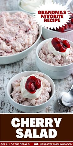 Cherry Salad Cherry Salad Dessert, Cherry Salad Recipes, Old Fashioned Cherries, Cherry Salad, Pink Fluff, Cherries Salad, Thanksgiving Recipes Side Dishes, Summer Recipe, Easy Summer Meals