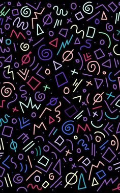 an image of colorful letters and numbers on a black background that is seamlessly grouped together