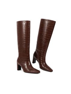 [ Size ]: The heel height is 3"/7.5cm.
[ Material ]: These knee high boots are made of PU leather, soft material and easy to slip into. The material is glossy and has a crocodile texture. Very elegant boots that match a wide variety of outfits.Please refer to the size chart to determine your correct size before ordering.
[ Design ]: The Crocodile Knee High Boots are a stylish addition to any wardrobe. The elegant design, square toe, and chunky heel give these Knee high boots a fashionable look. Fall Crocodile Pattern Boots With Pointed Toe, Brown Crocodile Pattern Boots For Fall, Faux Leather Boots With Crocodile Pattern For Fall, Fall Faux Leather Boots With Crocodile Pattern, Crocodile Boots, Crocodile Texture, Elegant Boots, Boots Tall, Womens Chunky Heels