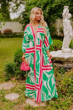 Sunshine and Sangrias Maxi Dress in Green Summer Energy, Neutral Pink, Pink Ivory, Green Hues, Fabulous Dresses, Sangria, Chic Style, Length Sleeve, Maxi Dress