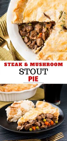 steak and mushroom strudt pie on a plate