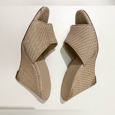 Veronica Beard Wedge Slip On Sandal Shoes Size 8.5 M Textured Upper Very Clean On Inside Few Spots On Outside Toe And Heel Area Very Gently Used Condition Pre Owned Very Good Condition Sandal Shoes, Veronica Beard, Womens Shoes Wedges, Dali, Tan Color, Spot On, Slip On Sandal, Shoes Sandals, Wedges